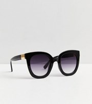 New Look Black Curved Gradient Lens Oversized Sunglasses